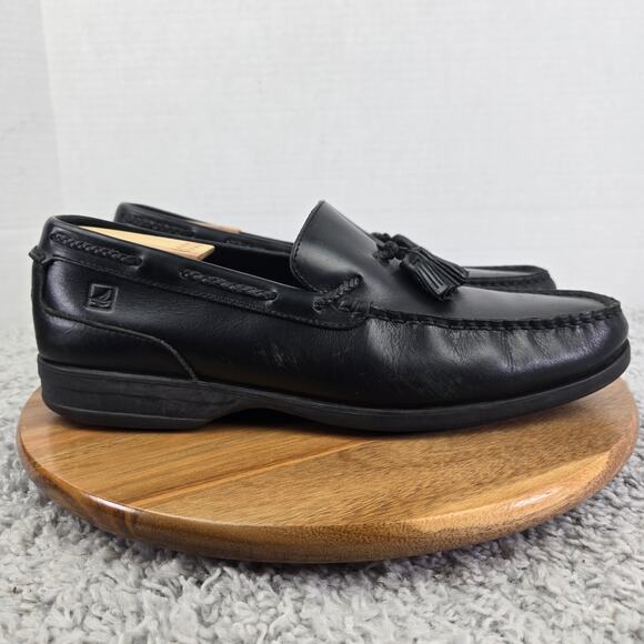 Sperry Top Sider Black Leather Tassel Casual Daily Driving Moc Loafer Mens 11 M - Picture 3 of 13